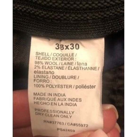 MENS BLUE 98%WOOL DRESS FORMAL PANTS FLATFRONT BUTTON CLOSURE STRETCH SIZE 38x30 - Picture 4 of 8